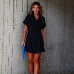 Vici Ginnie Pintuck Button Down Shirt Dress